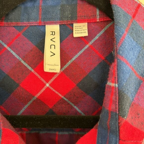 RVCA Women’s Plaid Blue Red Long Sleeve Button Down Casual Shirt Size Small GUC - Picture 9 of 12